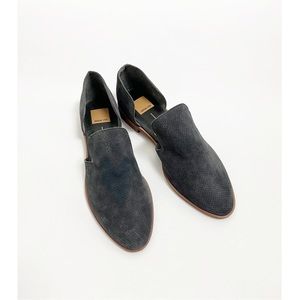 Dolce Vita Suede Slip On Mules Perforated Laser Cut Loafers Dark Gray 10